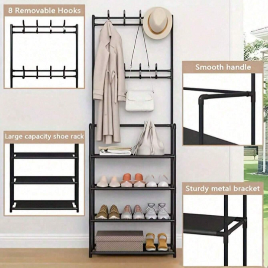 Multipurpose Clothes, Shoes, and Hat Rack Storage